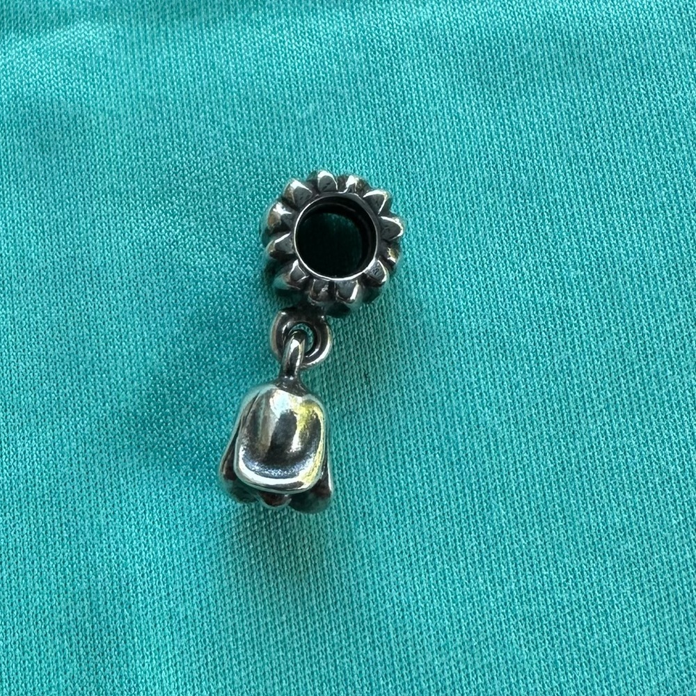 silver tulip charm dangle - Picture 3 of 3
